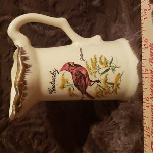 Vintage Ceramic Creamer Kentucky Souvenir Cardinal Goldenrod Gold Gilding 1960s